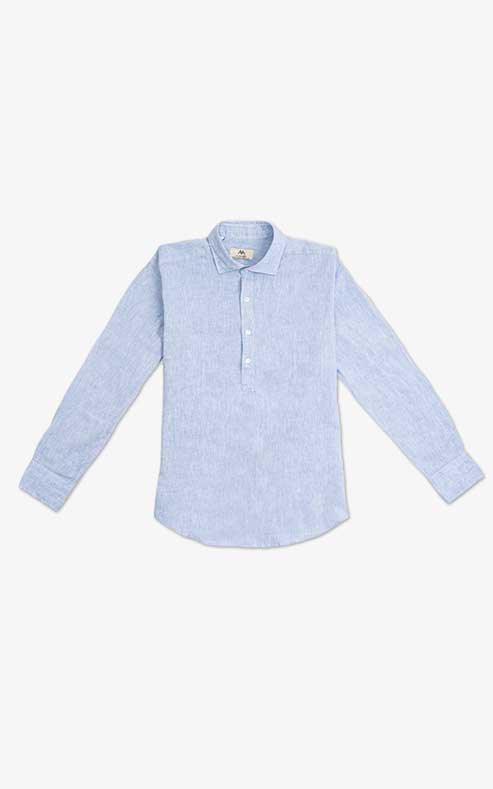 POLERA LINO MEZCLA CELESTE