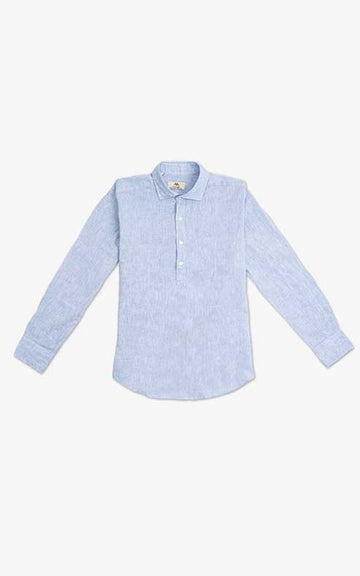 POLERA LINO MEZCLA CELESTE