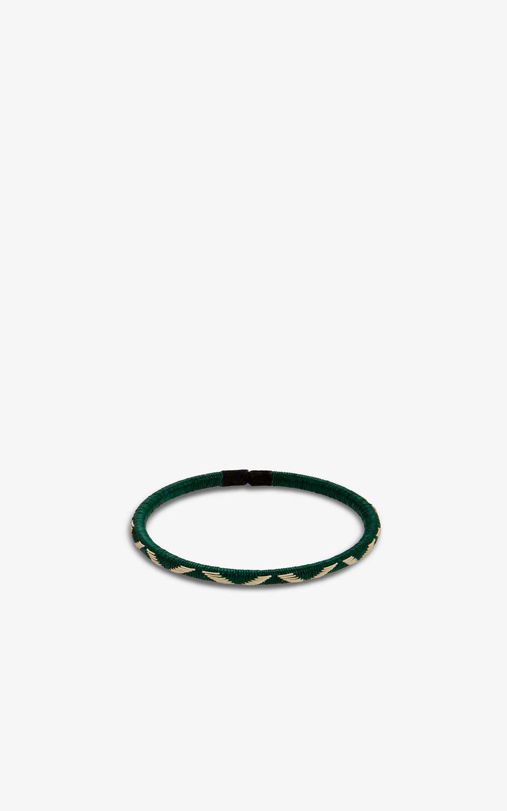 Pulsera Wengue Verde Inglés Zig Zag Crudo