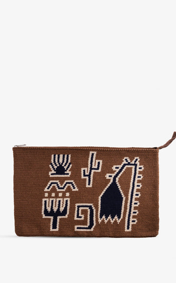 CLUTCH LARGE  FLOR BOHO BROWN