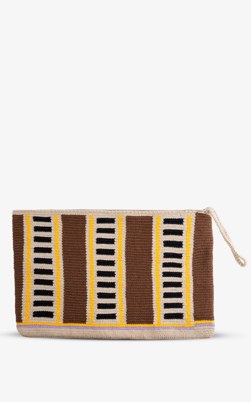 BOLSO DE MANO GRANDE WAYUU - BROWN CEBRA