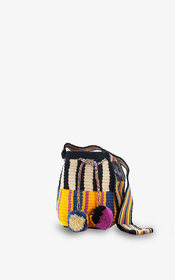 BOLSO WAYUU PEQUEÑO STRIPES MOSTAZA