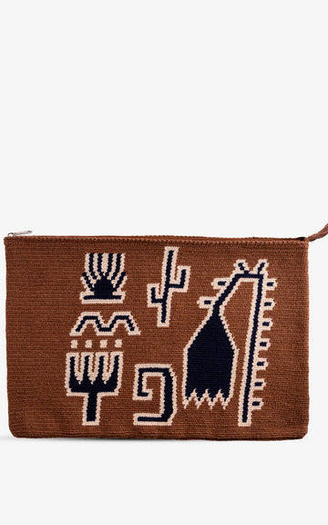 CLUTCH EXTRA LARGE FLOR BOHO BROWN