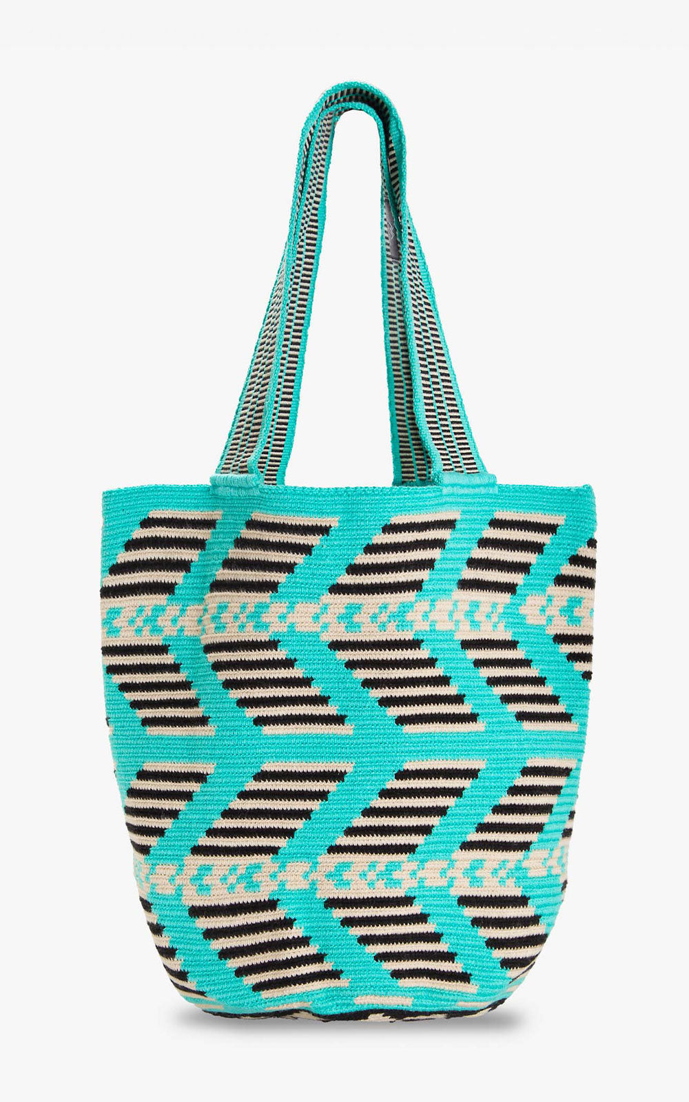 Turquoise Zebra Totem Wayuu Bag