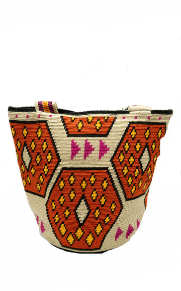 Orange Hexagon Wayuu Totem Bag