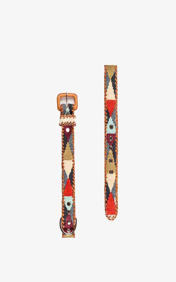 Ethnic Dog Collar Triangle Buckle Leather