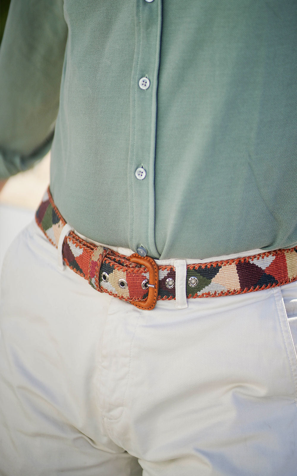 CINTURÓN ÉTNICO TRIÁNGULO VERDE