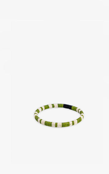 PULSERA WENGUE 5MM OLIVA RAYAS ECRU