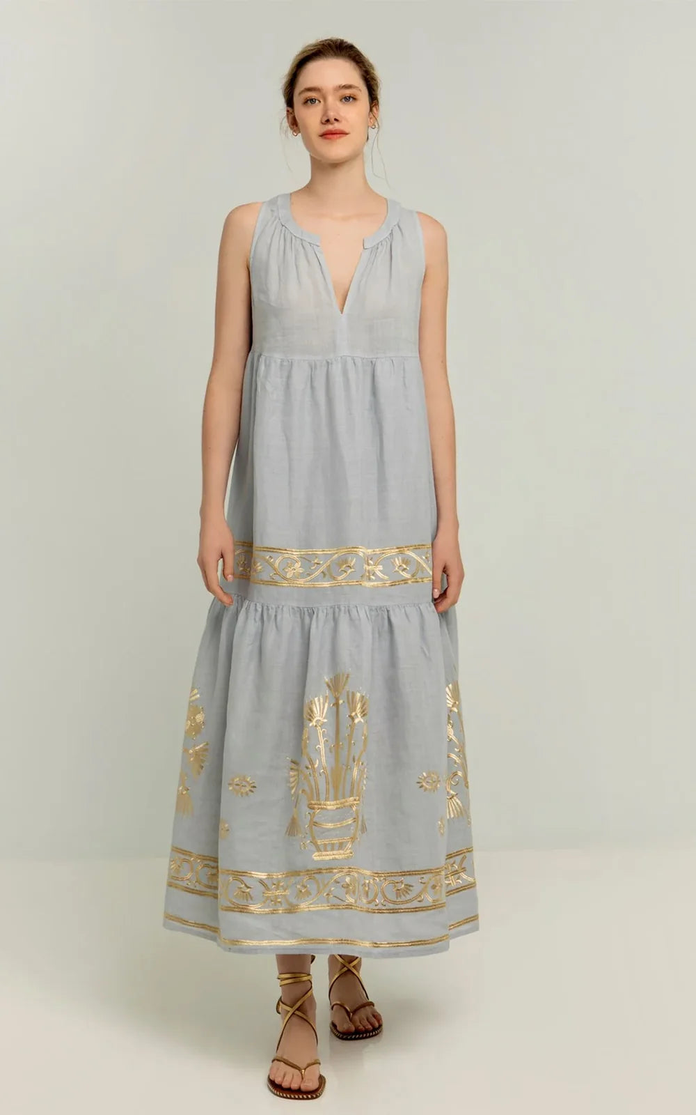 VESTIDO MAXI CREETE LIGHT GREY