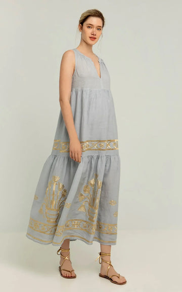 VESTIDO MAXI CREETE LIGHT GREY
