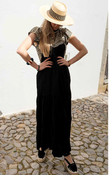 VESTIDO RUFFLES BLACK GOLD