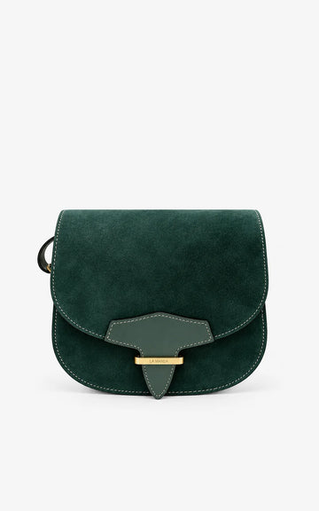 BOLSO MEDIA LUNA VERDE PETROLEO ANTE