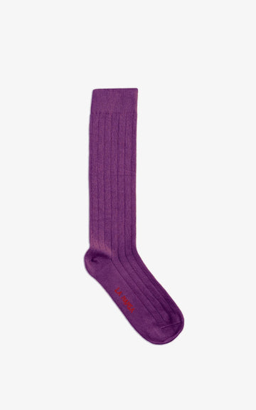 CALCETÍN RAYA VERTICAL VIOLETA / TURQUESA
