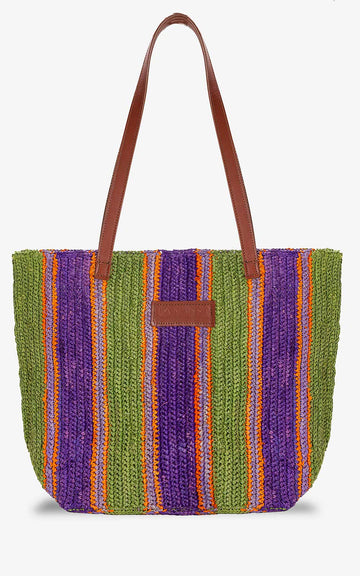 BOLSO CASSANDRA RAFIA VERDE MORADO