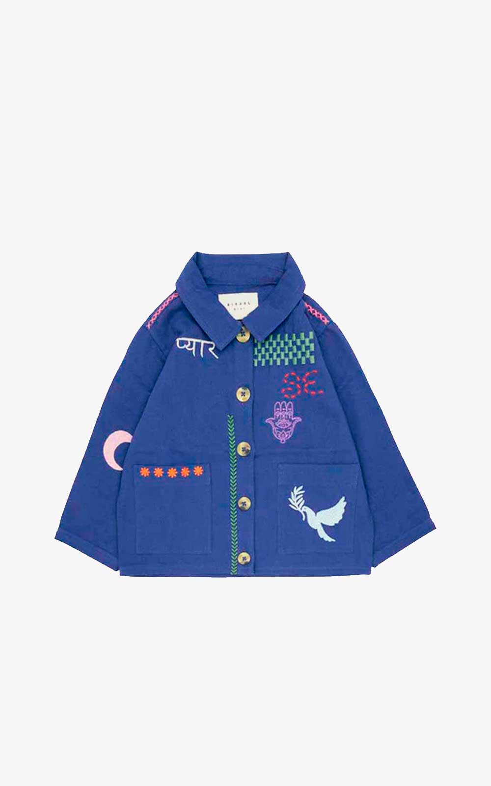 BLUE EMBROIDERED MINI JACKET