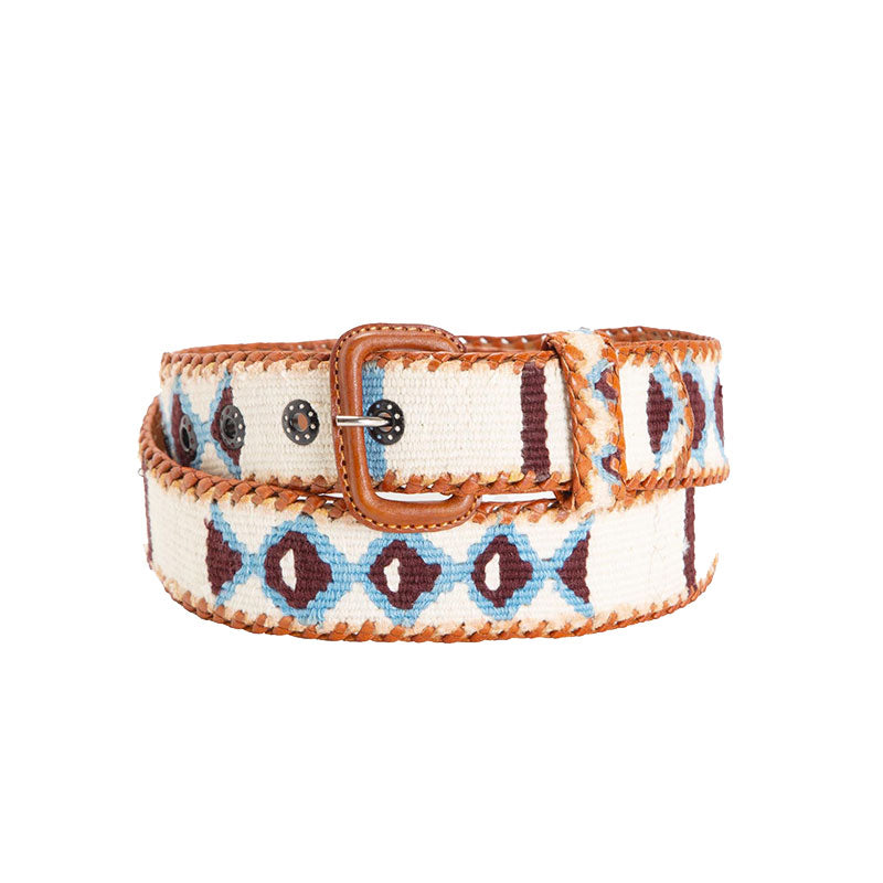 White Sky Blue Ethnic Belt