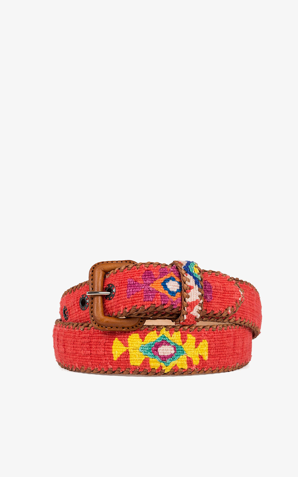 Intense Coral Ethnic Belt