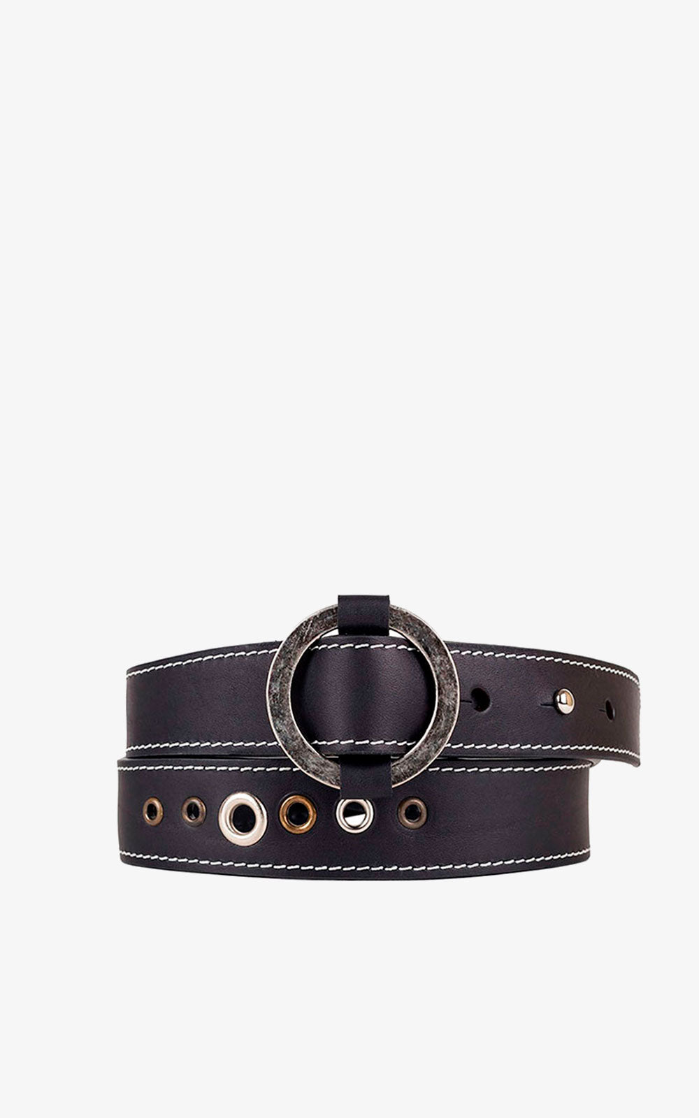 CINTURÓN OJAL DE PIEL NEGRO
