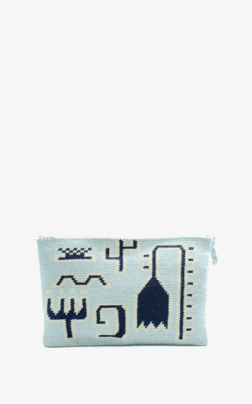 BOLSO DE MANO GRANDE WAYUU - FLOR BOHO LIGHT GREY