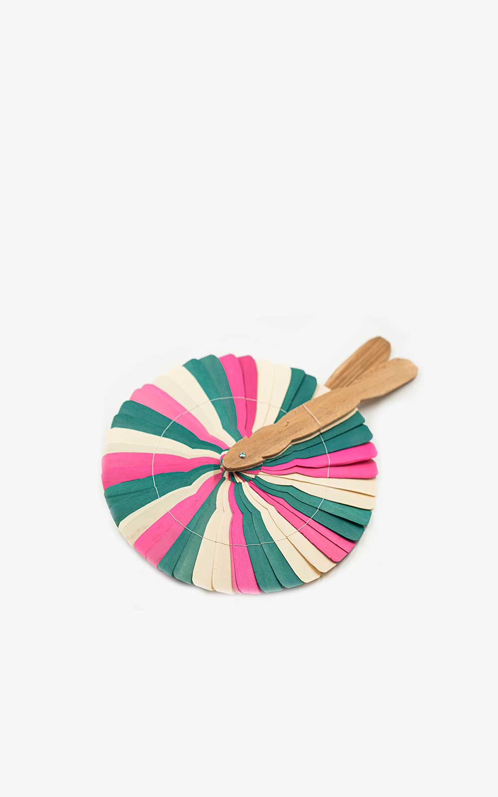 Raw pink green pai pai fan