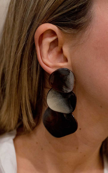 Triple Brown and Black Antler Earring Carey