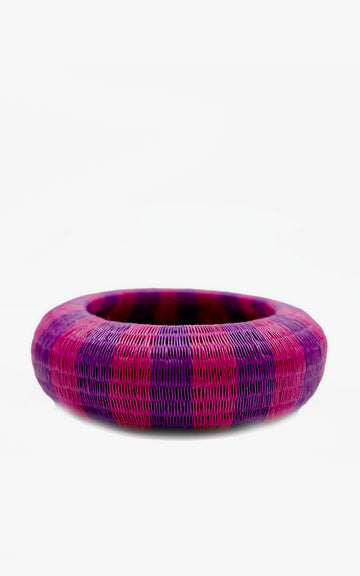 BRAZALETE WENGUE FUCSIA RAYAS VIOLETAS