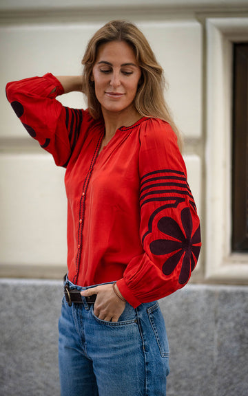 BLUSA EVANGELINA RED MARRON