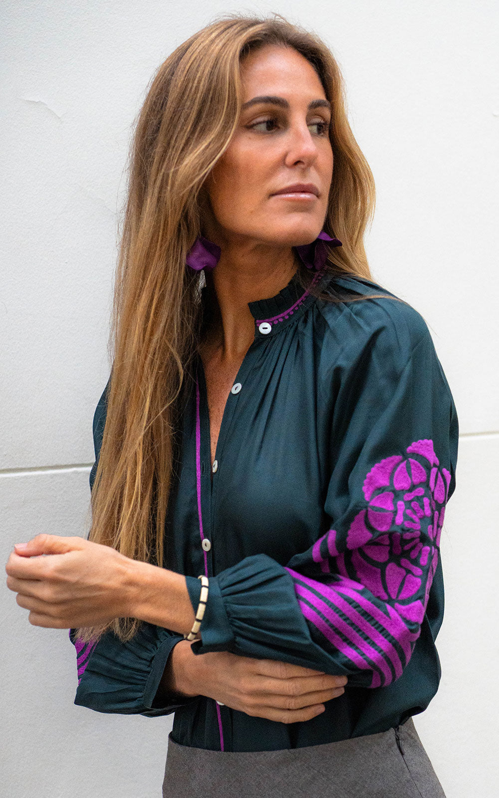 BLUSA EVANGELINA GREEN PURPLE