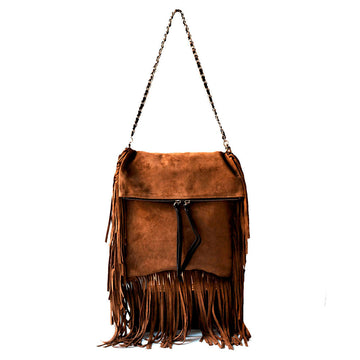 Brown Chain Fringed Bag