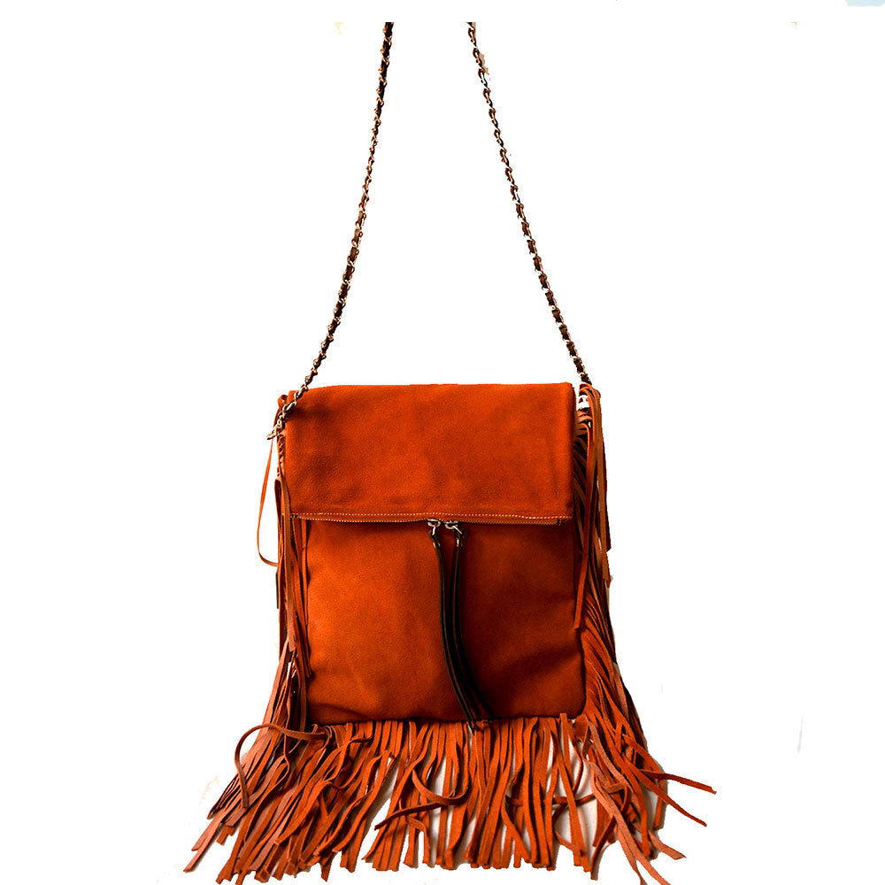 Terracotta Chain Fringed Bag