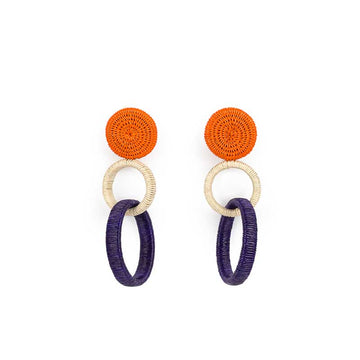Double Hoop Earring Grosso White with Purple