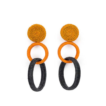 Orange with Black Grosso Double Hoop Earring